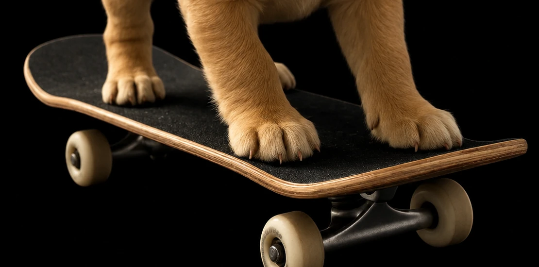 Skateboard closeup of FOB mascot